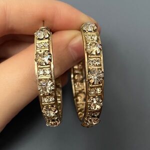 Elegant Gold Crystal Hoop Earrings